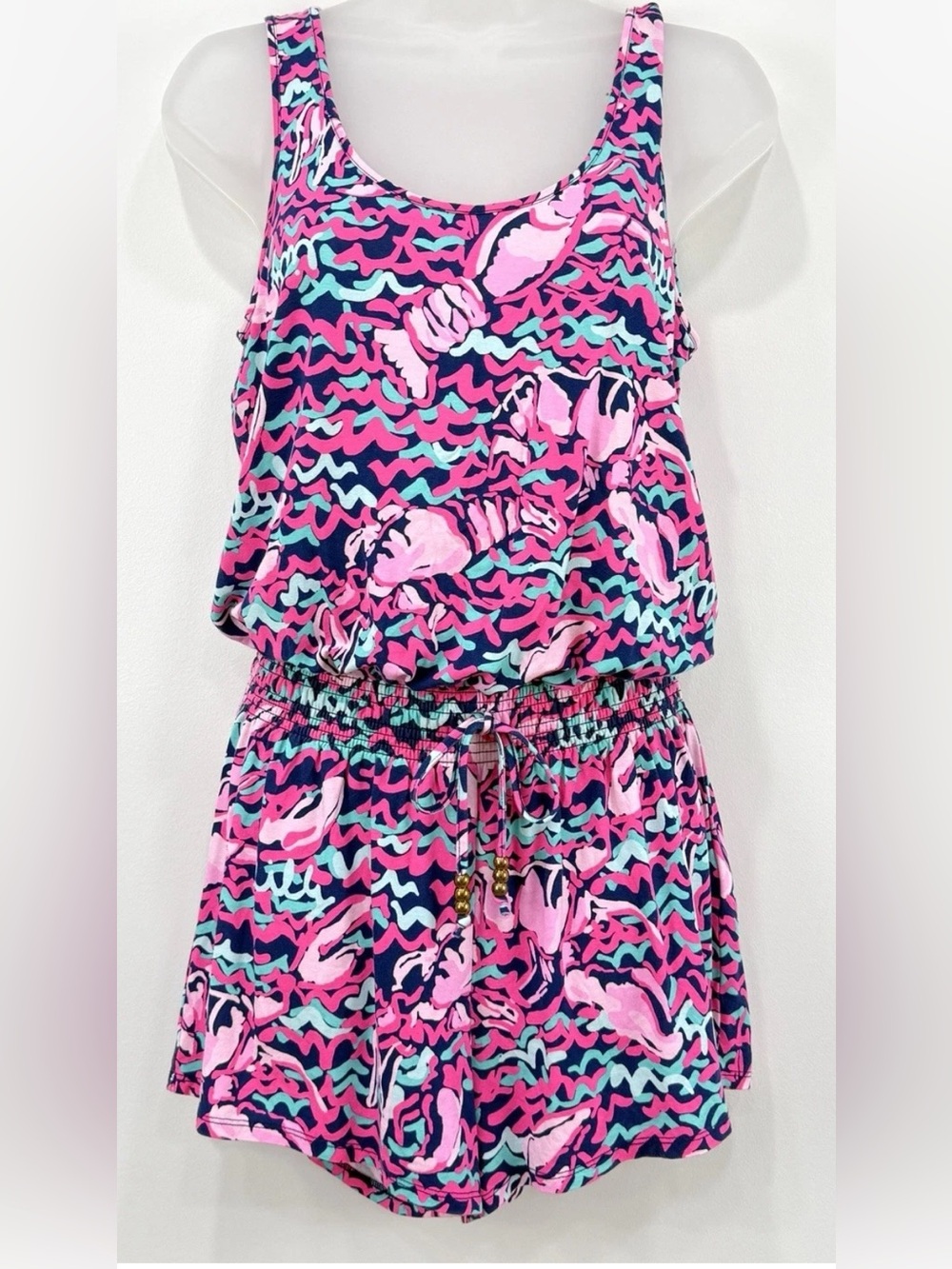Lilly Pulitzer Tala romper in the vibrant "Lobstah Roll" print size L